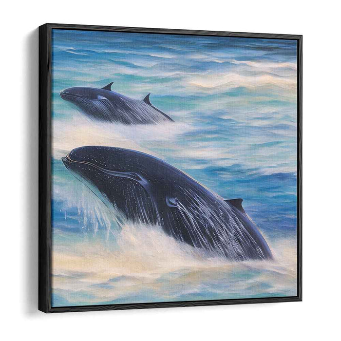 Mystic Whales: A Serene Marine Dance Canvas Art