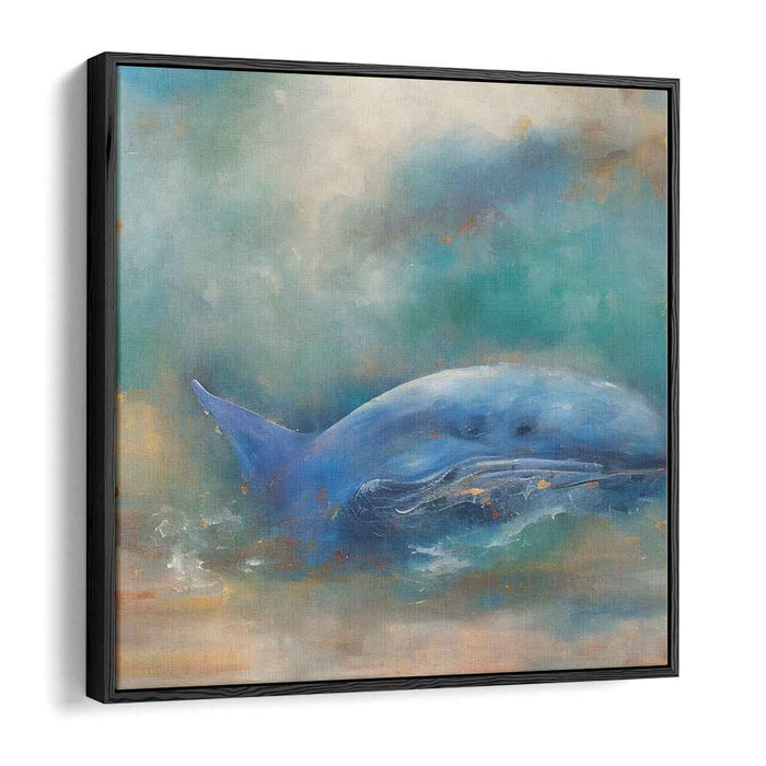 Serene Depths of Aquatic Majesty: Majestic Whale in Oceanic Hues Canvas Art