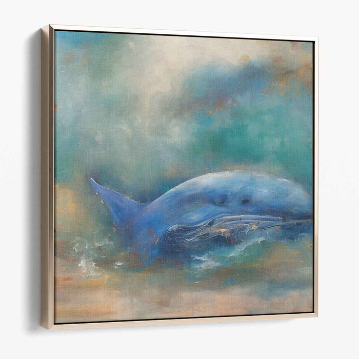 Serene Depths of Aquatic Majesty: Majestic Whale in Oceanic Hues Canvas Art