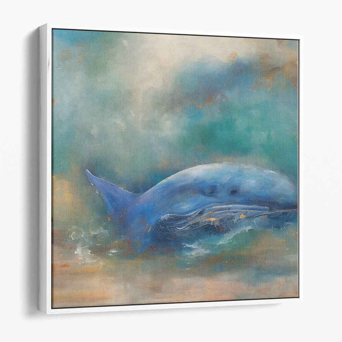 Serene Depths of Aquatic Majesty: Majestic Whale in Oceanic Hues Canvas Art