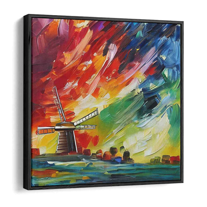 Whirlwind Whispers: Expressive Impressionist Windmill Canvas Art Print
