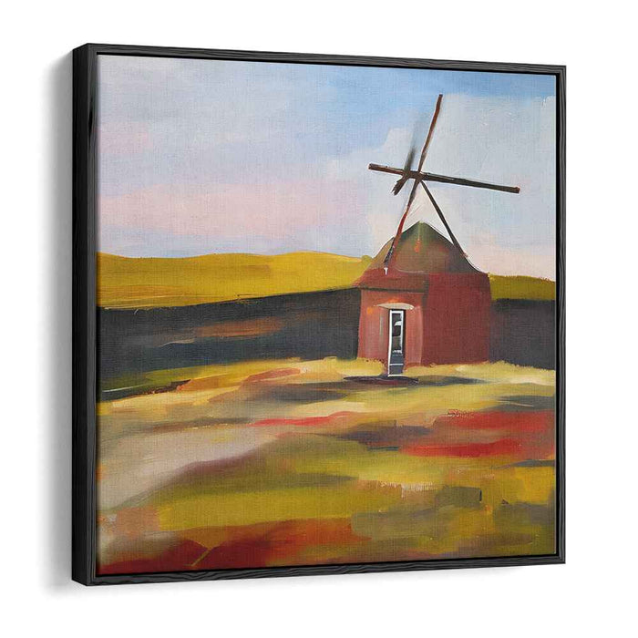 Whispering Sunrise Blades: Windmill at Dawn Canvas Art Print