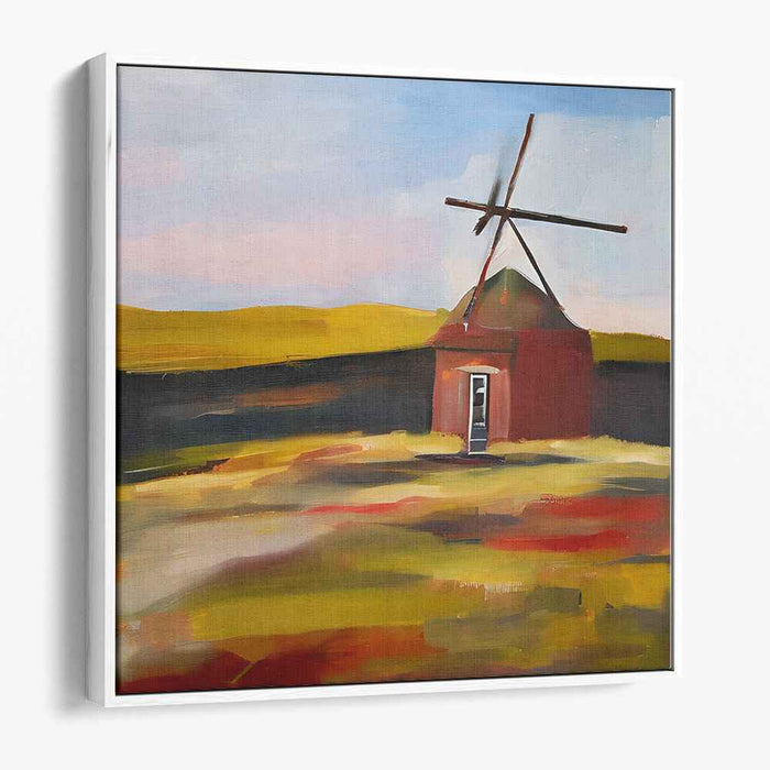 Whispering Sunrise Blades: Windmill at Dawn Canvas Art Print