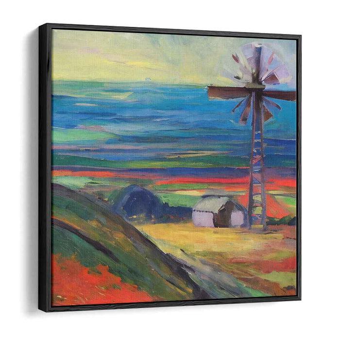 Rustic Windmill: Vibrant Countryside Landscape Canvas Art Print