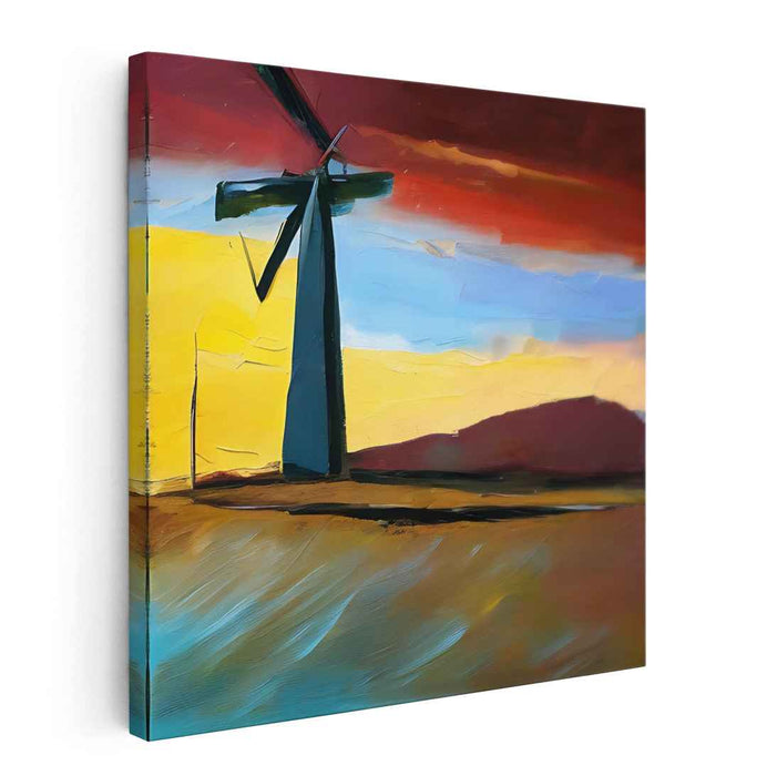 Whispers of Energy Dance: Abstract Wind Turbine Canvas Art Print