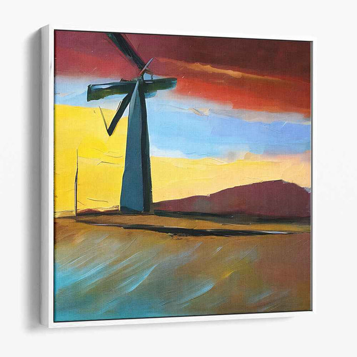 Whispers of Energy Dance: Abstract Wind Turbine Canvas Art Print
