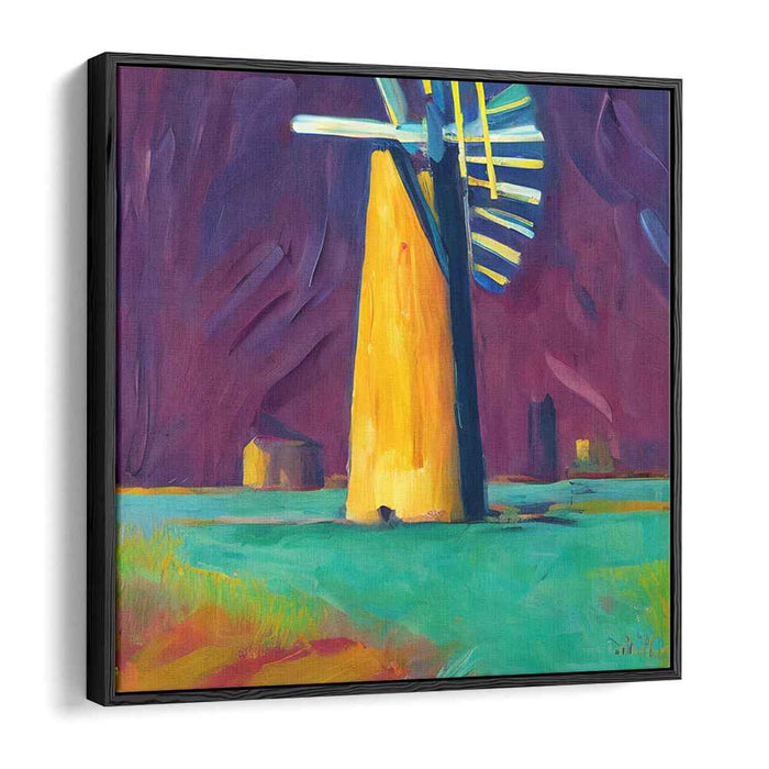 Golden Windmill: Bold Fauvist Landscape Canvas Art Print