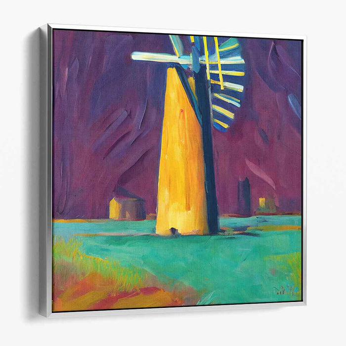 Golden Windmill: Bold Fauvist Landscape Canvas Art Print
