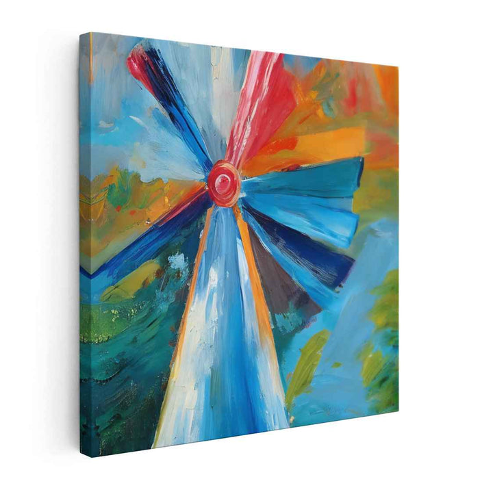 Radiant Whirl: Vivid Pinwheel in Motion Canvas Art Print