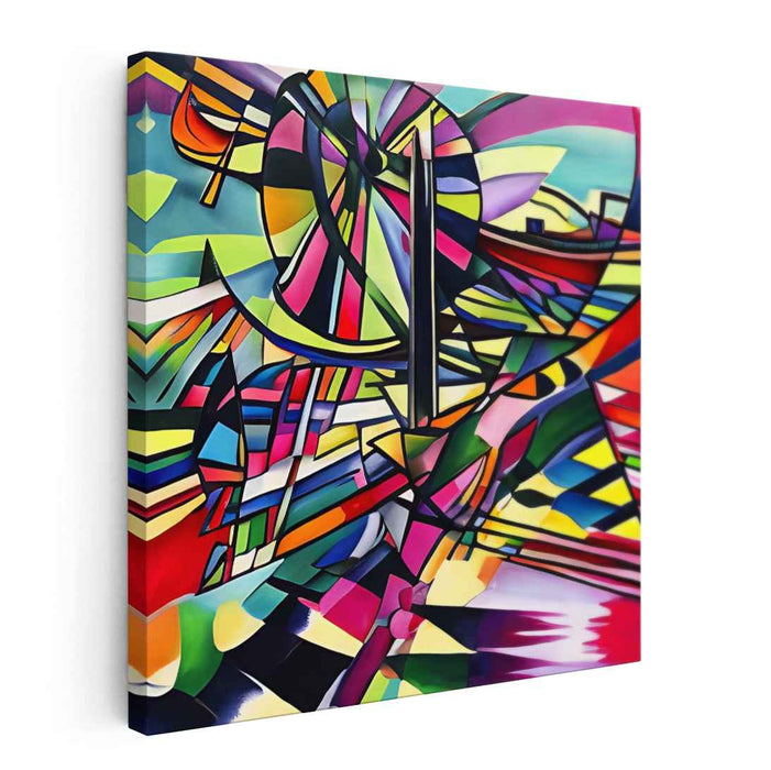 Electric Prism Dreams: Vibrant Abstract Geometric Canvas Art Print