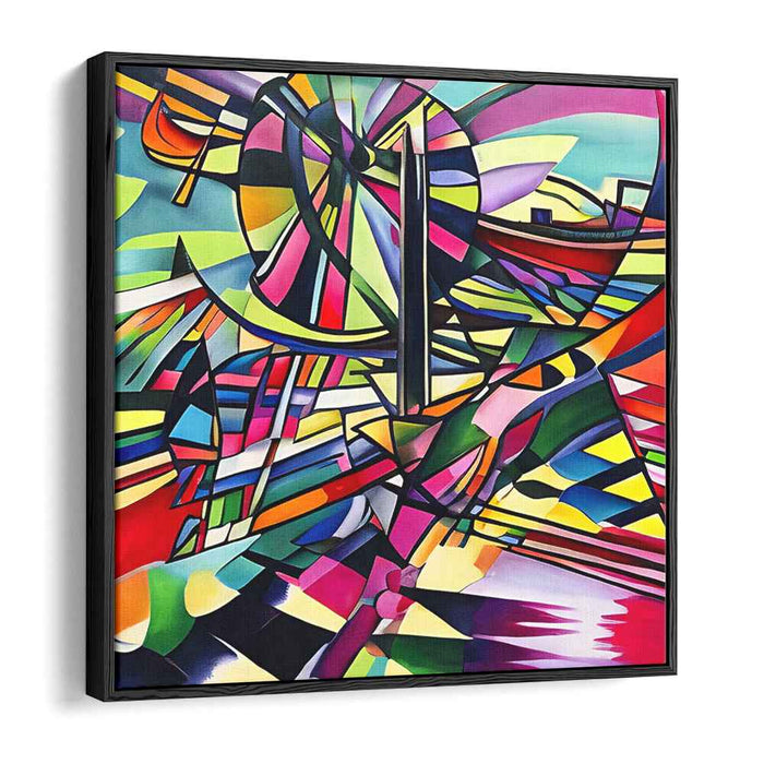 Electric Prism Dreams: Vibrant Abstract Geometric Canvas Art Print