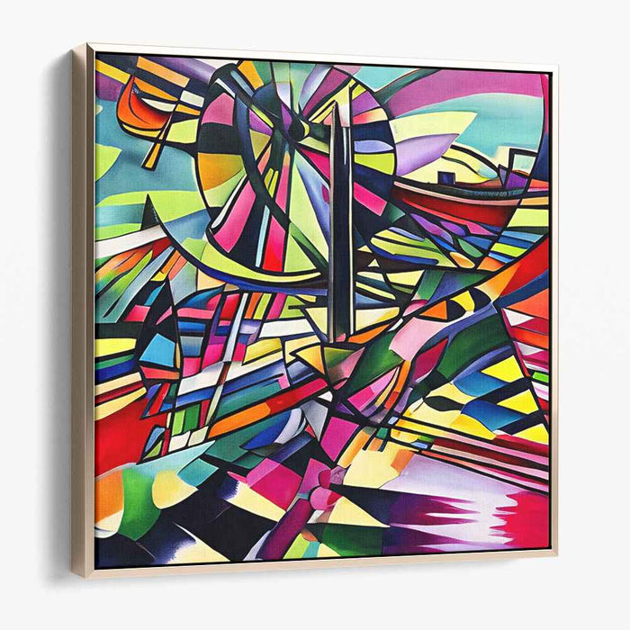 Electric Prism Dreams: Vibrant Abstract Geometric Canvas Art Print