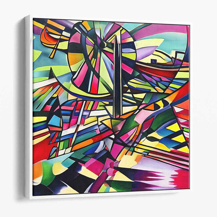Electric Prism Dreams: Vibrant Abstract Geometric Canvas Art Print