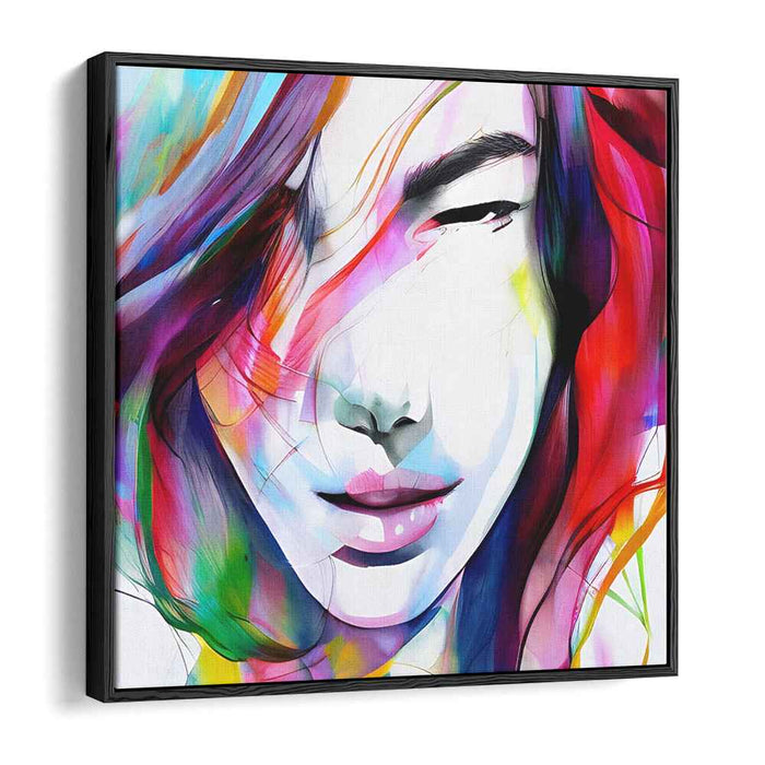 Chromatic Emotion Explosion: Abstract Expressionist Colorful Portrait Canvas Art Print