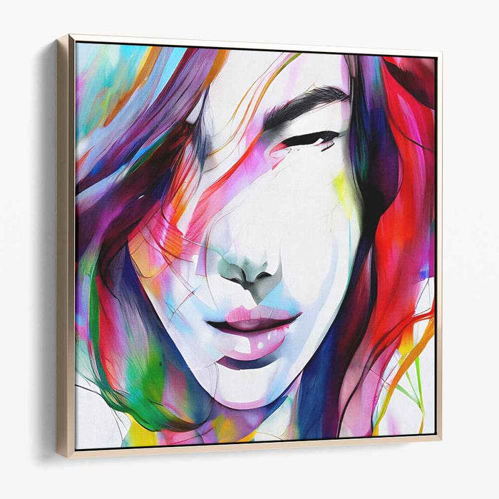 Chromatic Emotion Explosion: Abstract Expressionist Colorful Portrait Canvas Art Print