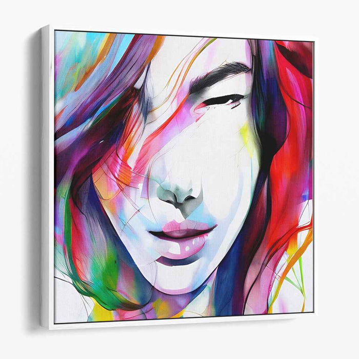Chromatic Emotion Explosion: Abstract Expressionist Colorful Portrait Canvas Art Print
