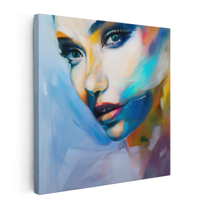 Expressive Spectrum Portrait: Contemporary Portrait with Abstract Color Bursts Canvas Art