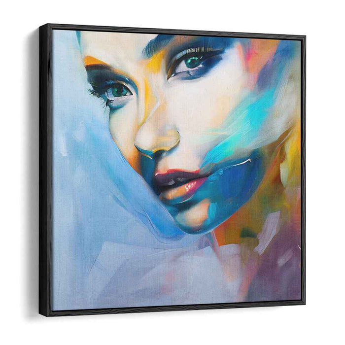 Expressive Spectrum Portrait: Contemporary Portrait with Abstract Color Bursts Canvas Art