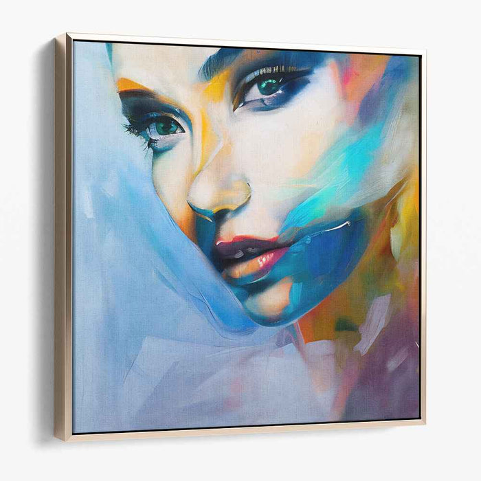 Expressive Spectrum Portrait: Contemporary Portrait with Abstract Color Bursts Canvas Art