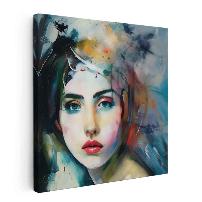 Dreamlike Portrait: Abstract Expressionist Female Canvas Art