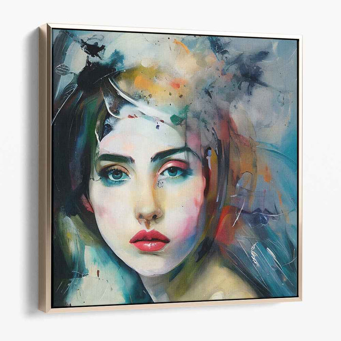 Dreamlike Portrait: Abstract Expressionist Female Canvas Art