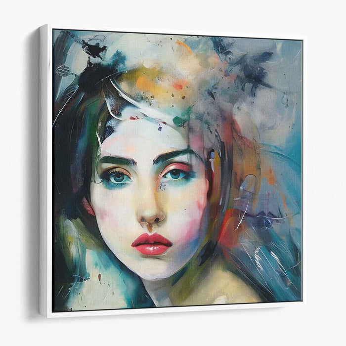 Dreamlike Portrait: Abstract Expressionist Female Canvas Art