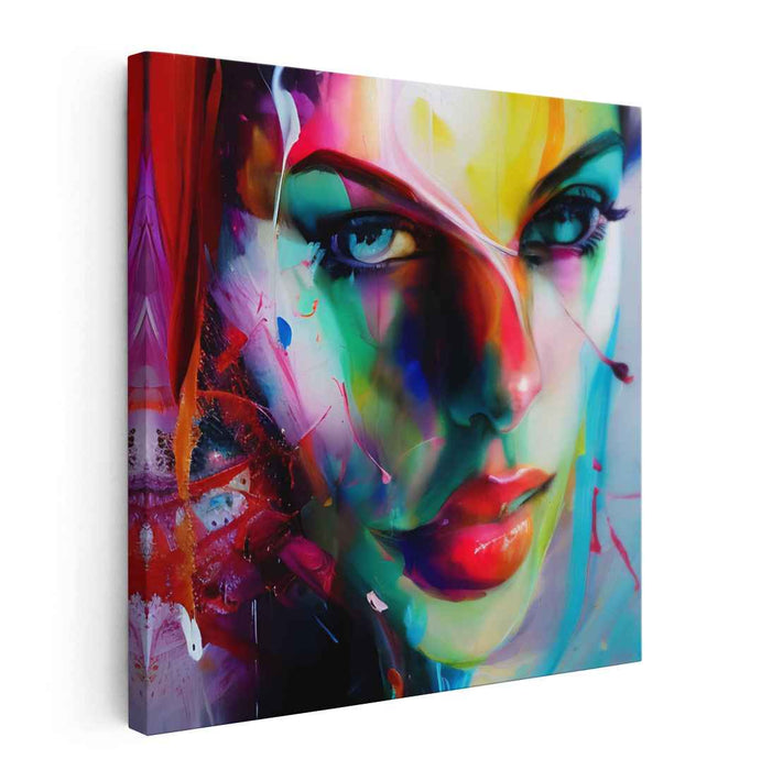 Chromatic Dreams Unveiled: Vibrant Abstract Realism Portrait Canvas Art