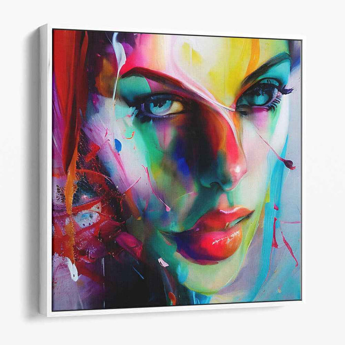 Chromatic Dreams Unveiled: Vibrant Abstract Realism Portrait Canvas Art