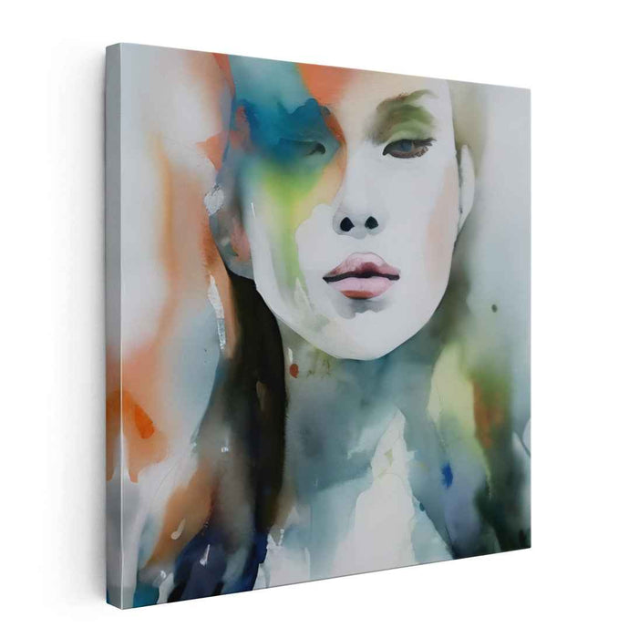 Vibrant Hues Dance Freely: Modern Abstract Watercolor Portrait