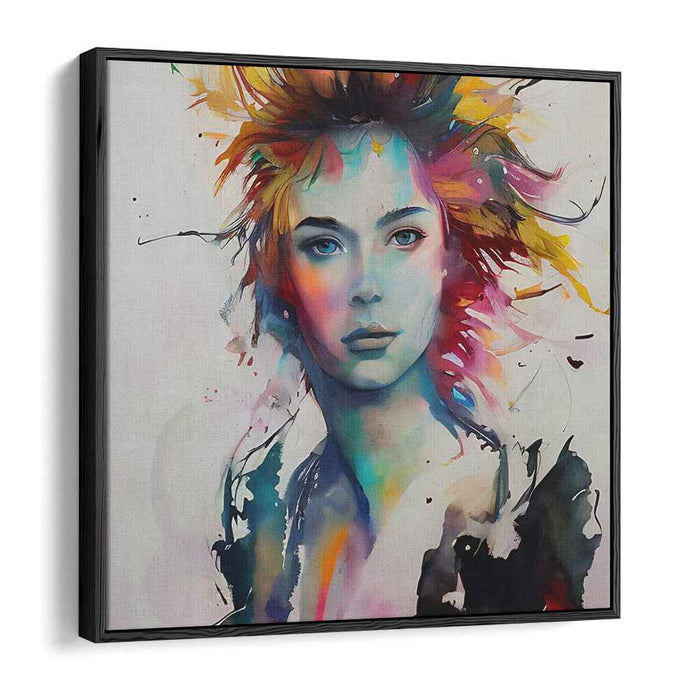 Vibrant Muse: Dynamic Colorful Portrait Canvas Art Print