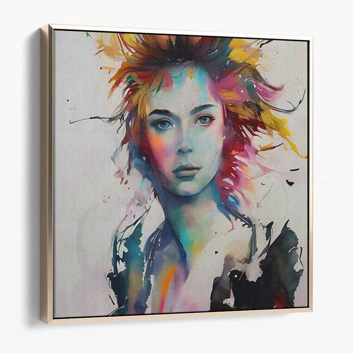 Vibrant Muse: Dynamic Colorful Portrait Canvas Art Print
