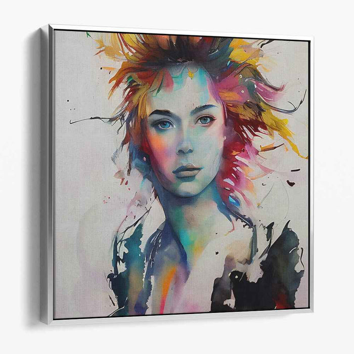 Vibrant Muse: Dynamic Colorful Portrait Canvas Art Print