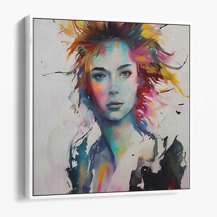Vibrant Muse: Dynamic Colorful Portrait Canvas Art Print