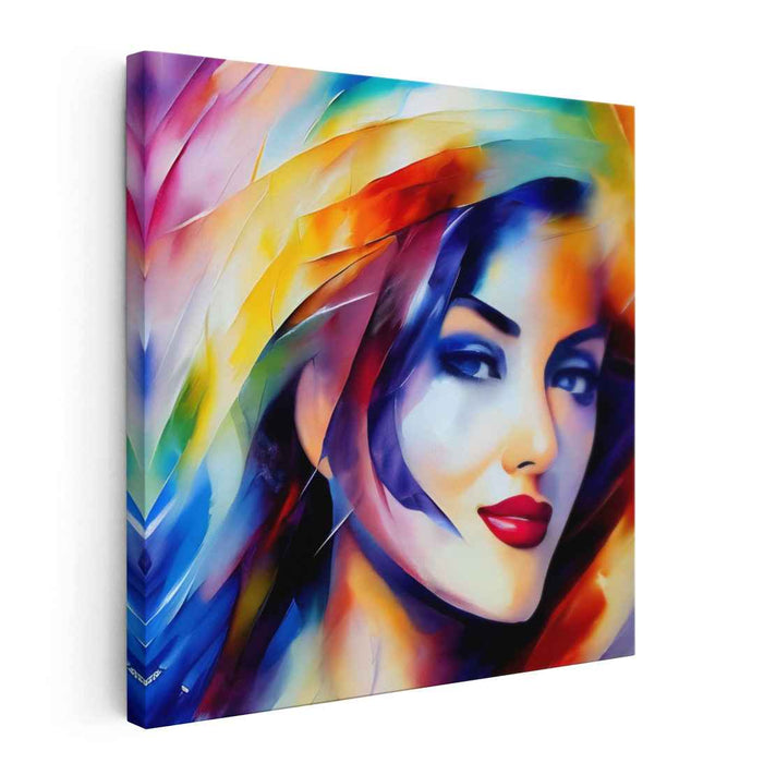 Vivid Enigma: Colorful Abstract Portrait of a Woman