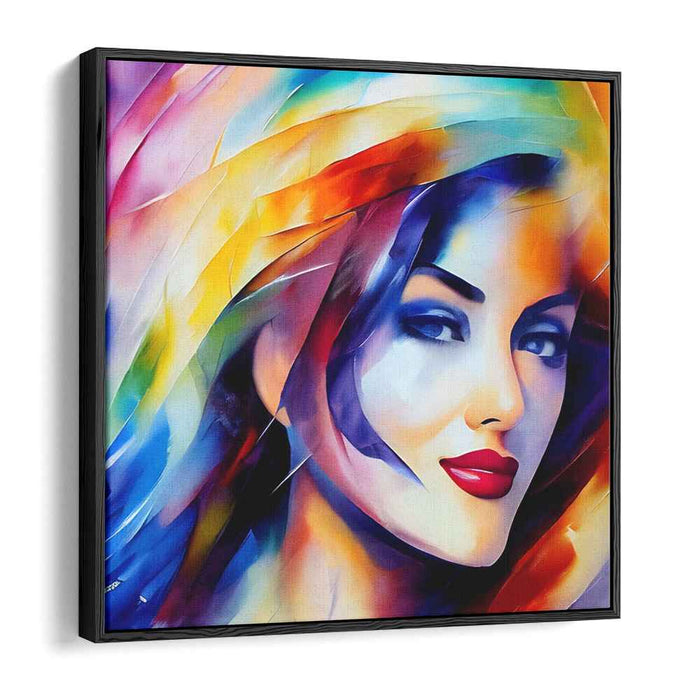 Vivid Enigma: Colorful Abstract Portrait of a Woman