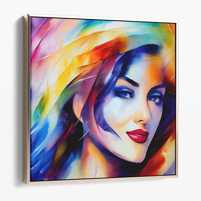 Vivid Enigma: Colorful Abstract Portrait of a Woman