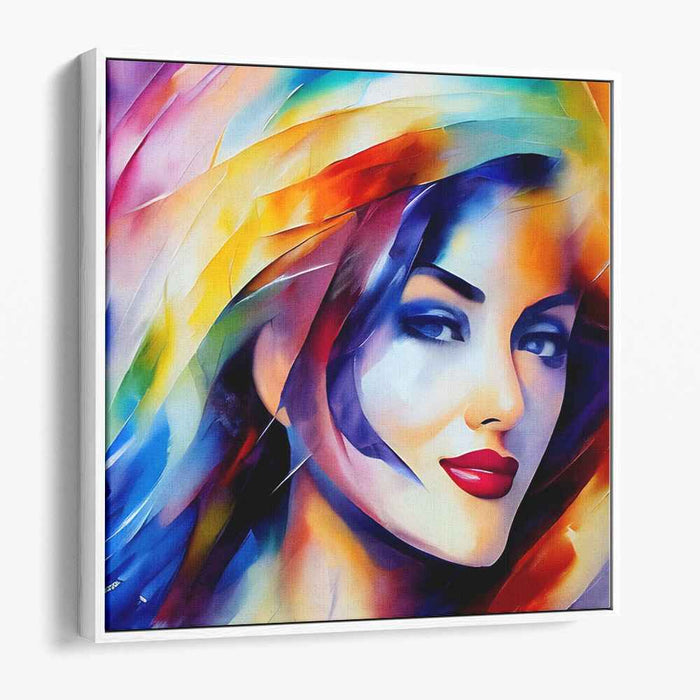 Vivid Enigma: Colorful Abstract Portrait of a Woman