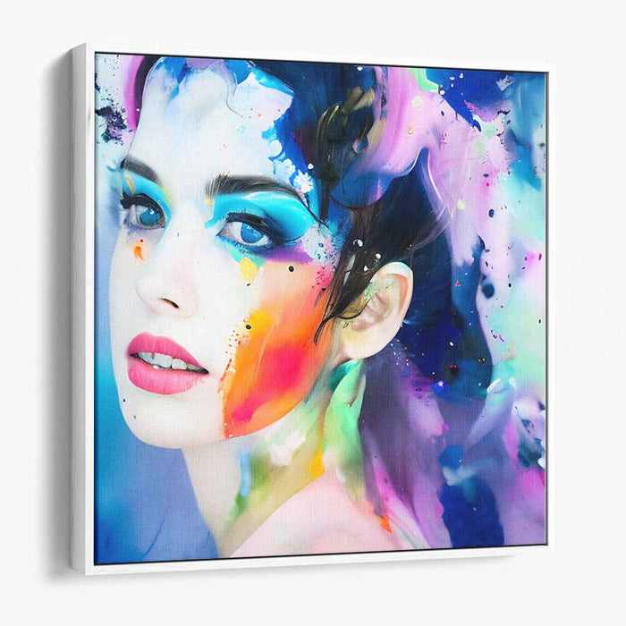 Passion Portrait: Abstract Expressionist Female Portrait Canvas Art Print