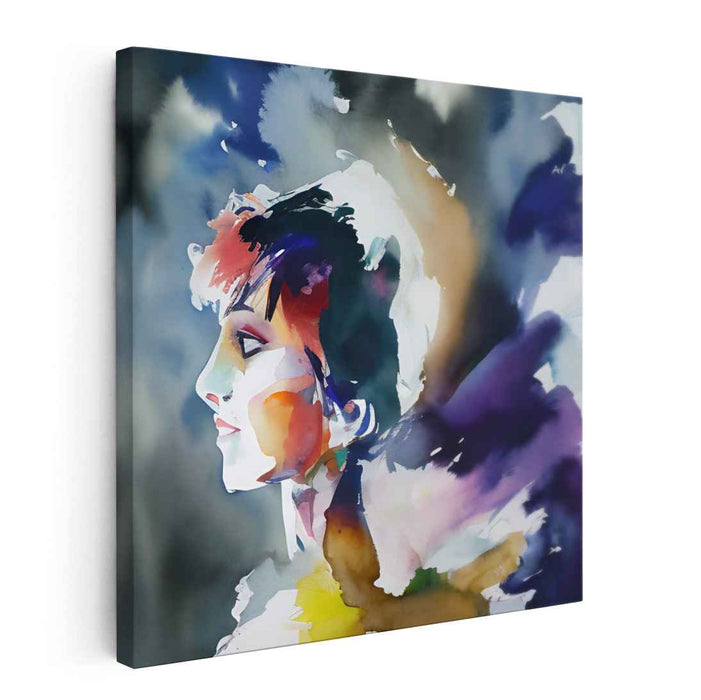 Aqua Aura Glow: Watercolor Portrait in Vibrant Hues