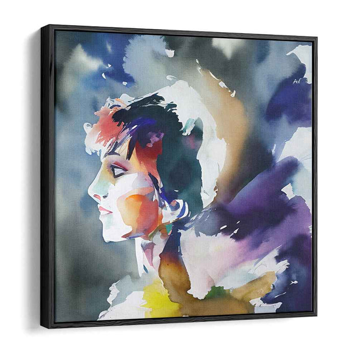 Aqua Aura Glow: Watercolor Portrait in Vibrant Hues