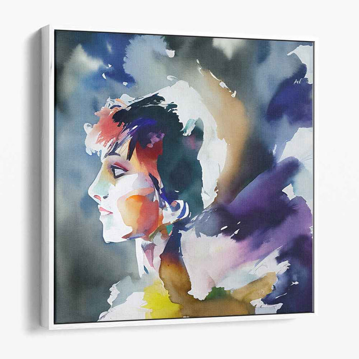 Aqua Aura Glow: Watercolor Portrait in Vibrant Hues