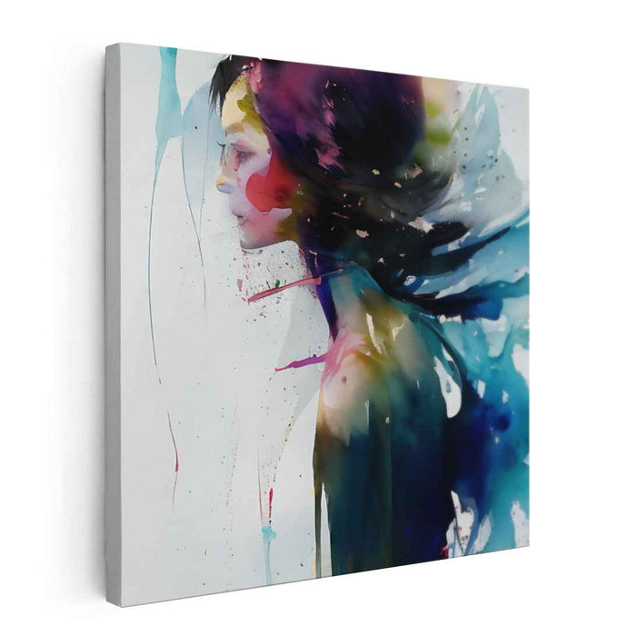 Whispers in Chroma: Abstract Watercolor Portrait of a Woman