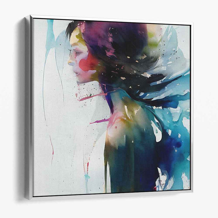 Whispers in Chroma: Abstract Watercolor Portrait of a Woman