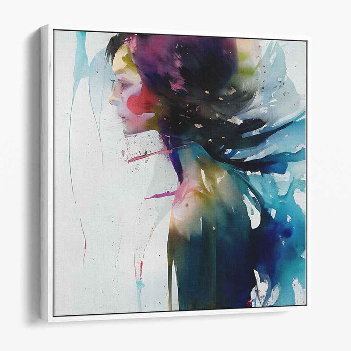 Whispers in Chroma: Abstract Watercolor Portrait of a Woman