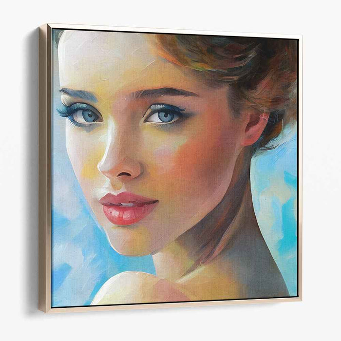 Graceful Chromatic Elegance: Modern Portrait of Grace in Blue and Orange Tones