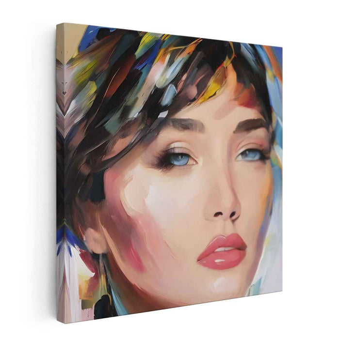 Vivid Muse Palette: Abstract Expressionist Portrait of a Woman in Bold Colors