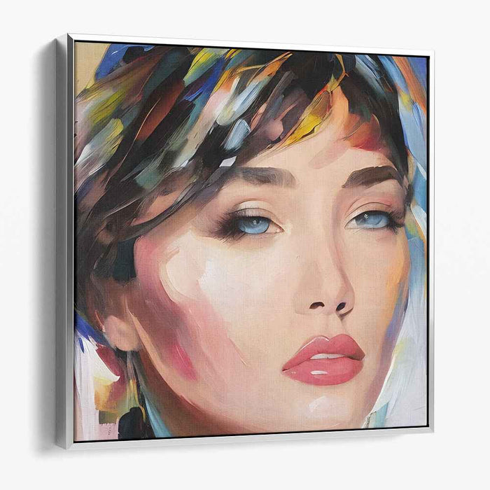 Vivid Muse Palette: Abstract Expressionist Portrait of a Woman in Bold Colors