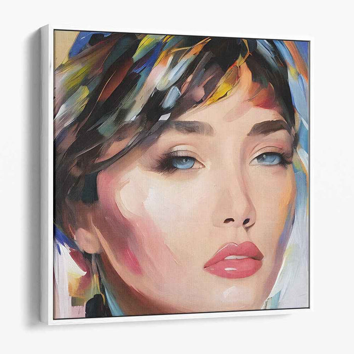 Vivid Muse Palette: Abstract Expressionist Portrait of a Woman in Bold Colors