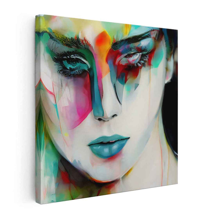 Abstract Realism Portrait Fusion: Abstract Realism Vibrant Portrait Canvas Art Print