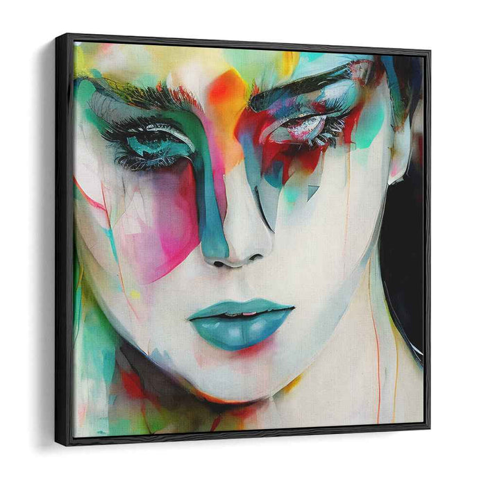 Abstract Realism Portrait Fusion: Abstract Realism Vibrant Portrait Canvas Art Print